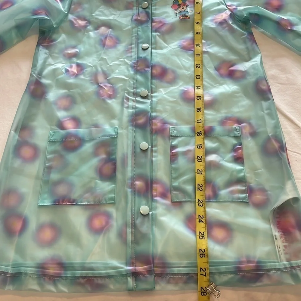DISNEY Girls Snap Front Turquoise Polka Dot Minnie Mouse Hooded RainJacket 11/12 - Picture 8 of 10
